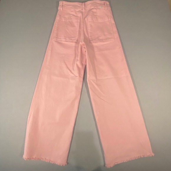 Billabong Women's Pink Wide Leg Crop Jeans Raw Hem Denim Size 28 - Picture 3 of 9